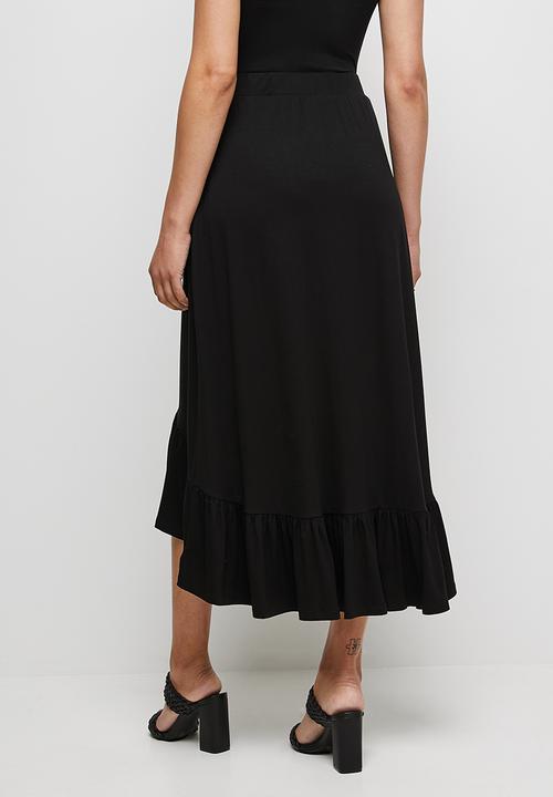 edit - Conscious tiered midi skirt - black