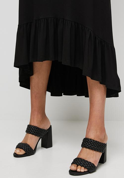 edit - Conscious tiered midi skirt - black