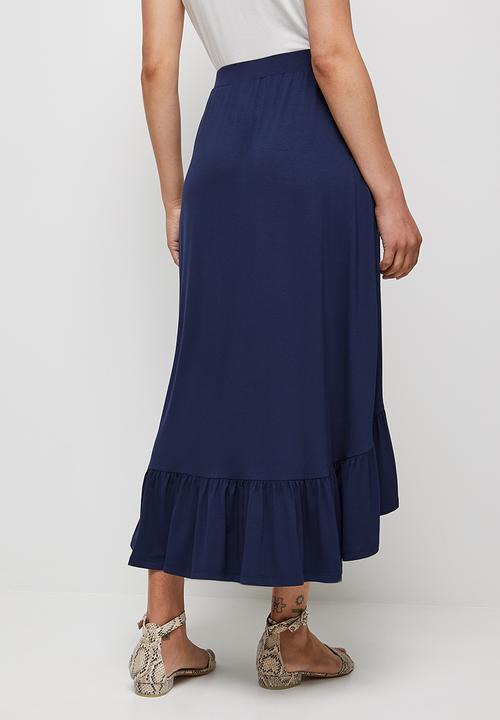 edit - Conscious tiered midi skirt - navy