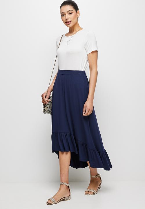 edit - Conscious tiered midi skirt - navy