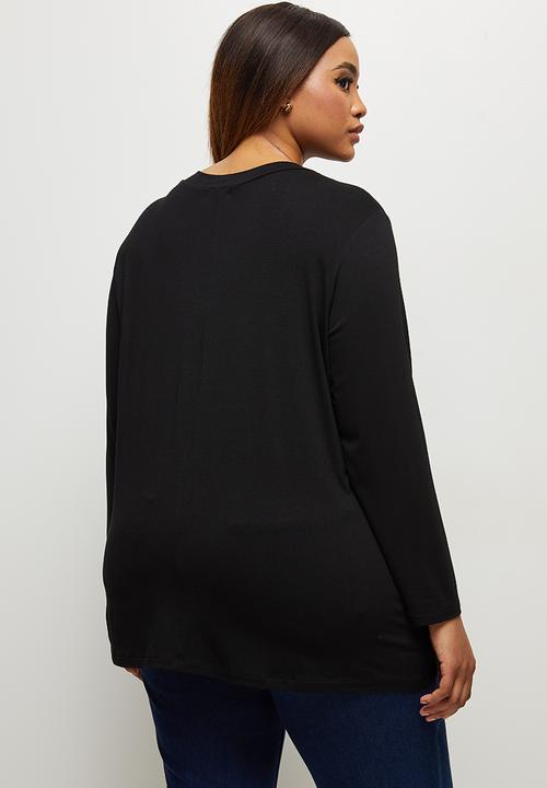 edit Plus - Mock wrap tee - black