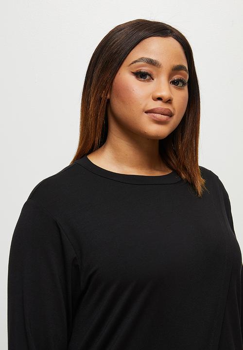edit Plus - Mock wrap tee - black