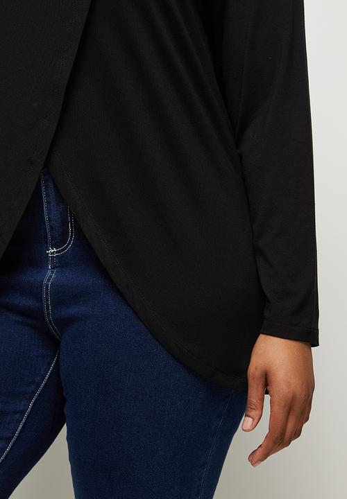 edit Plus - Mock wrap tee - black