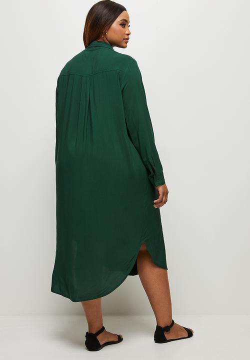 edit Plus - Basic midi shirt dress - green