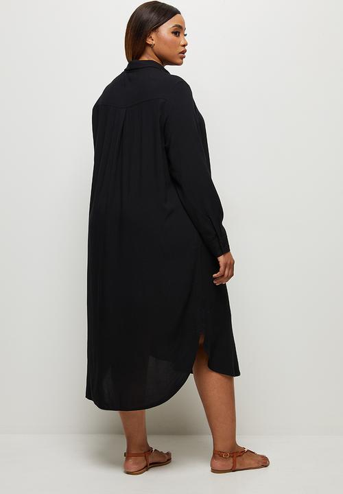 edit Plus - Basic midi shirt dress - black