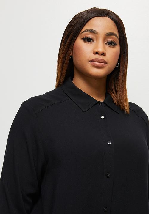 edit Plus - Basic midi shirt dress - black