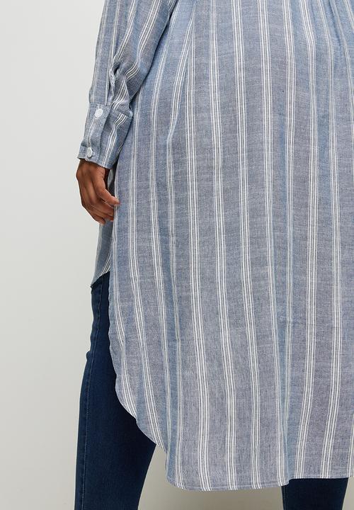 edit Plus - Ll mandarin collar shirt - blue 