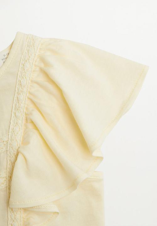 MANGO - Frills cotton T-shirt pricilao - yellow