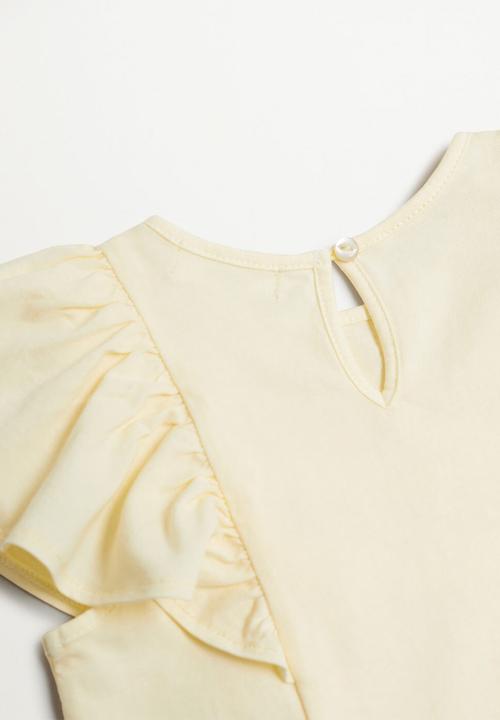 MANGO - Frills cotton T-shirt pricilao - yellow