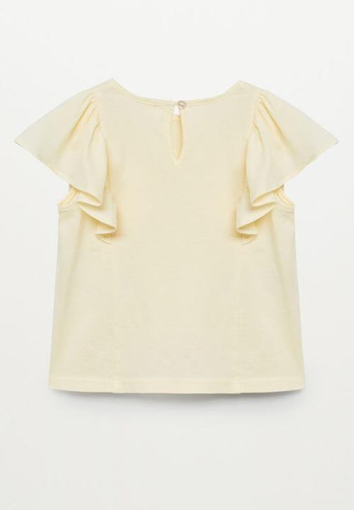 MANGO - Frills cotton T-shirt pricilao - yellow
