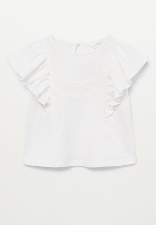 MANGO - Ruffled T-shirt priscila - white