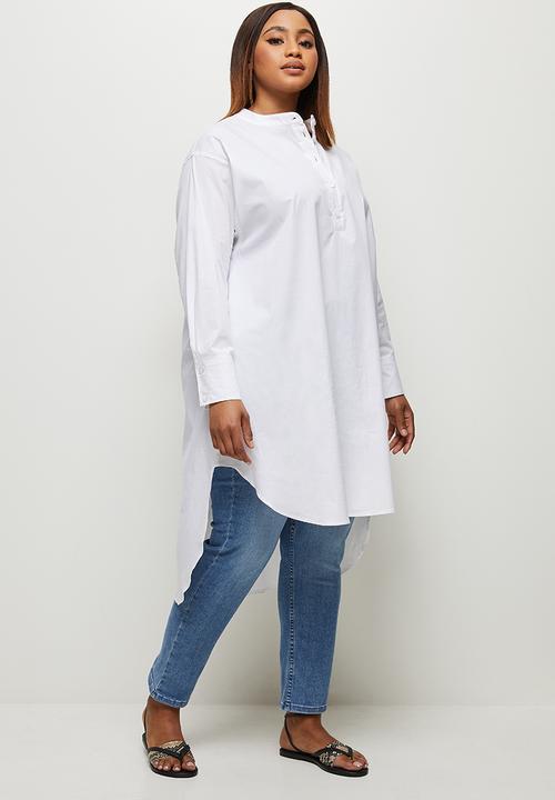 edit Plus - Ll mandarrin collar shirt - white