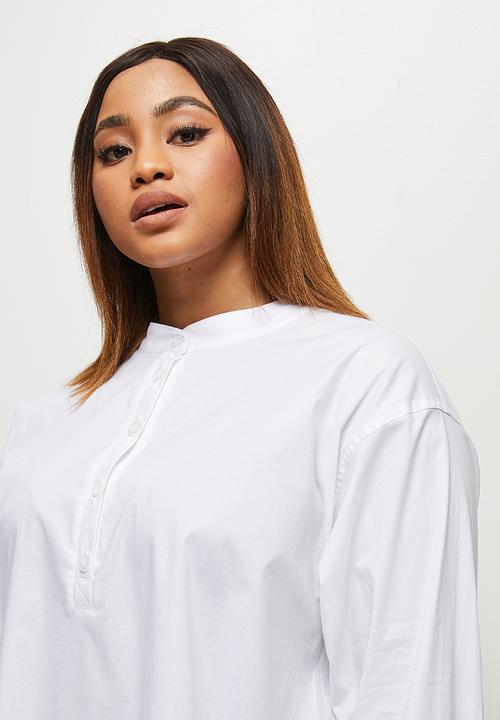 edit Plus - Ll mandarrin collar shirt - white