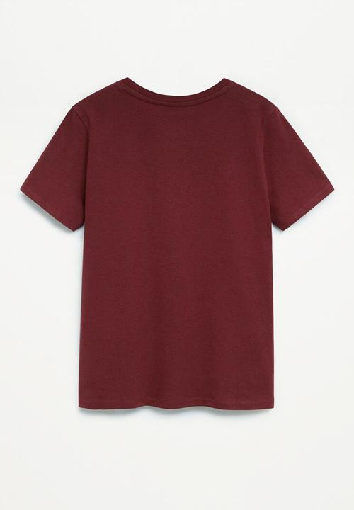 MANGO - T-shirt thinking - dark red