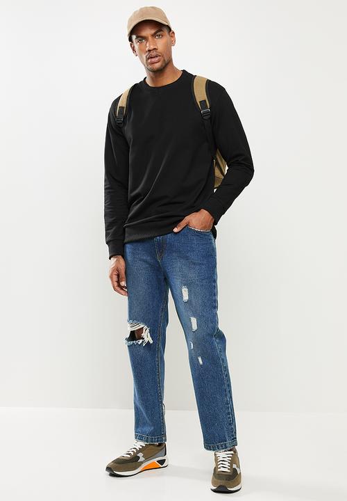 STYLE REPUBLIC - Plain crew neck sweat top - black