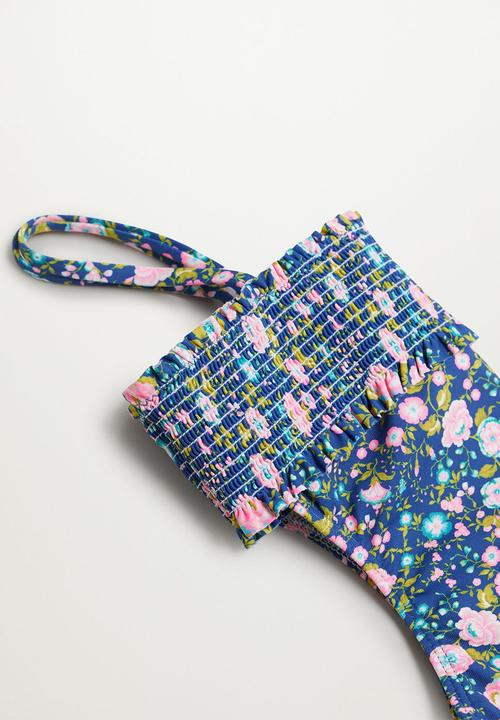 MANGO - Rusched floral swimsuit monica - blue