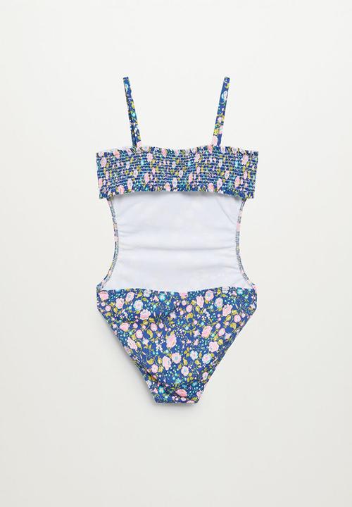 MANGO - Rusched floral swimsuit monica - blue