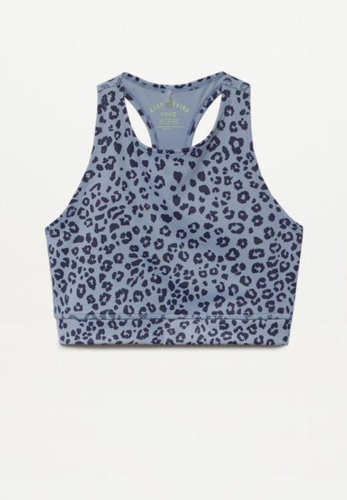 MANGO - Animal print crop top - blue