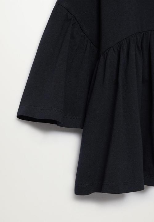 MANGO - Bibi flared short sleeve tee - black