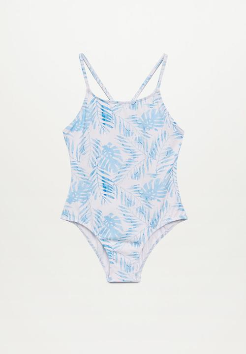 MANGO - Swimsuit palm - blue