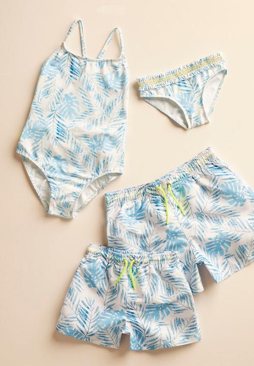 MANGO - Swimsuit palm - blue