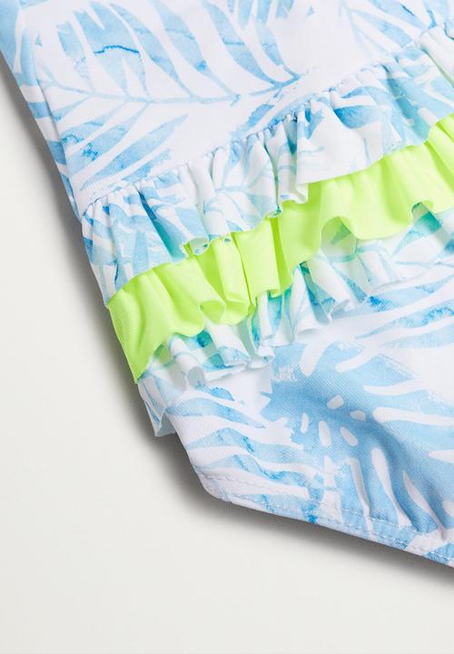 MANGO - Swimsuit palm - blue