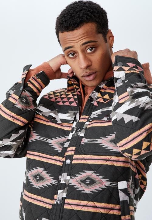 Cotton On - Quilted shacket - black aztec