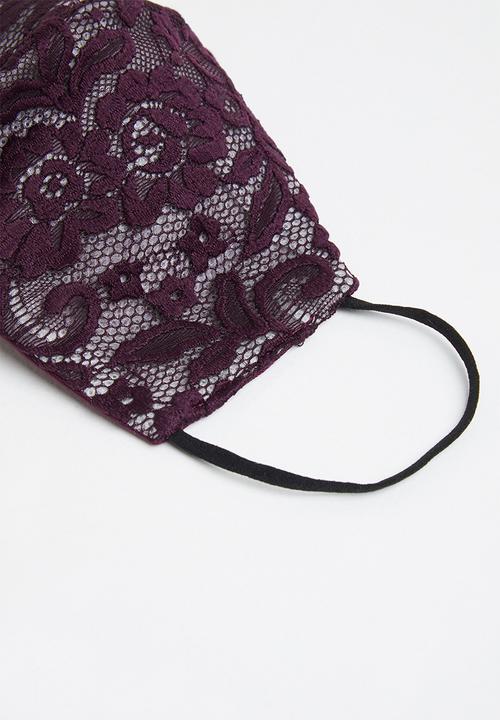 Superbalist - Grape lace face mask 2-pack - maroon