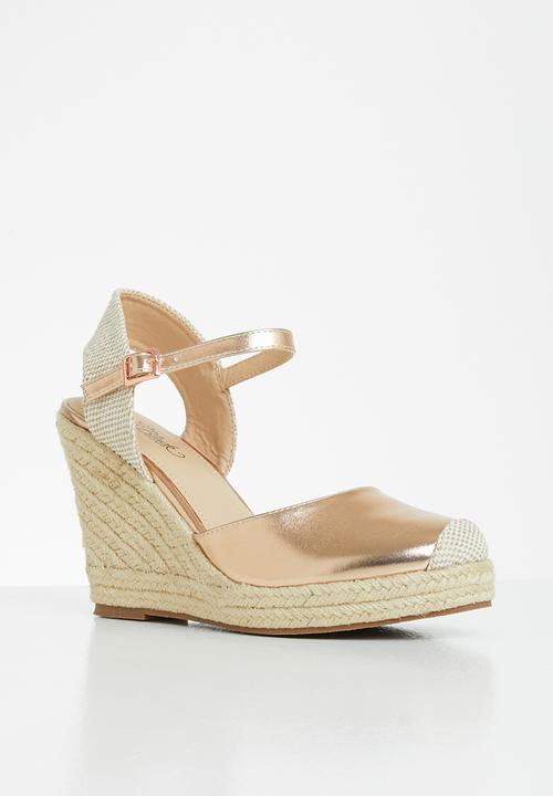 Miss Black - Hooked espadrille wedge - rose gold
