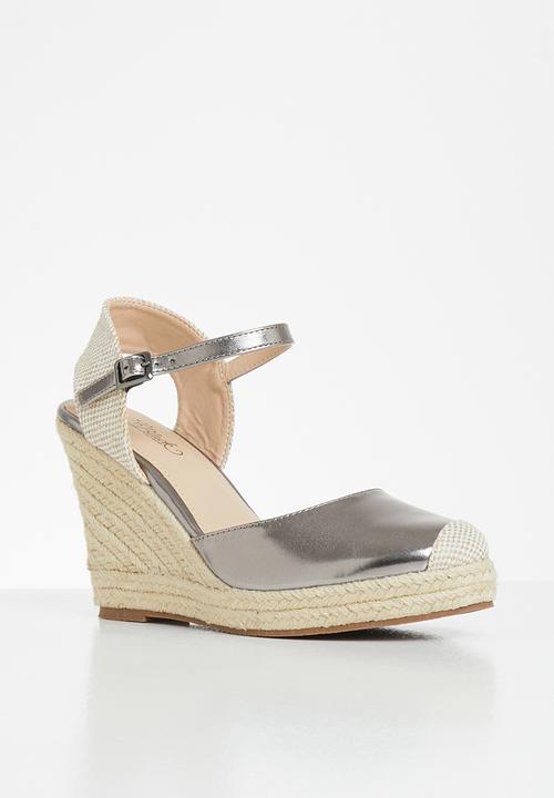 Miss Black - Hooked espadrille wedge - pewter