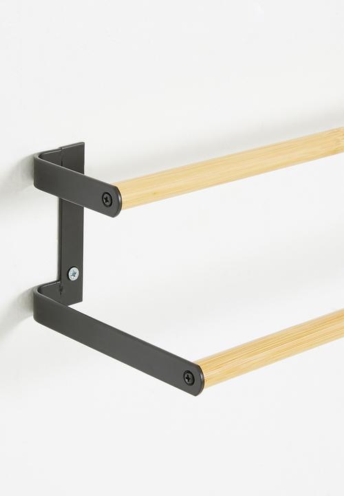 Sixth Floor - Double towel hanger with bamboo bars - matte black