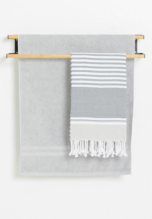 Sixth Floor - Double towel hanger with bamboo bars - matte black