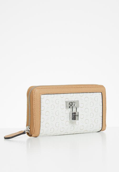 GUESS - Kravitz slg medium zip around - white