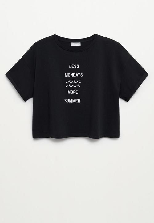 MANGO - Camiseta flow - black