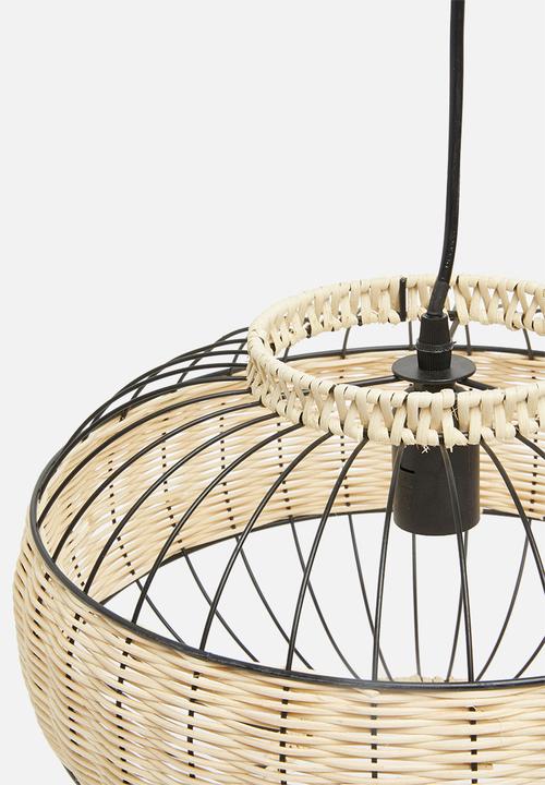 Sixth Floor - Kolo woven pendant light - black & natural