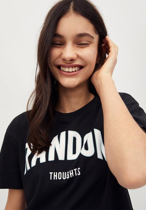 MANGO - Random short sleeve tee - black