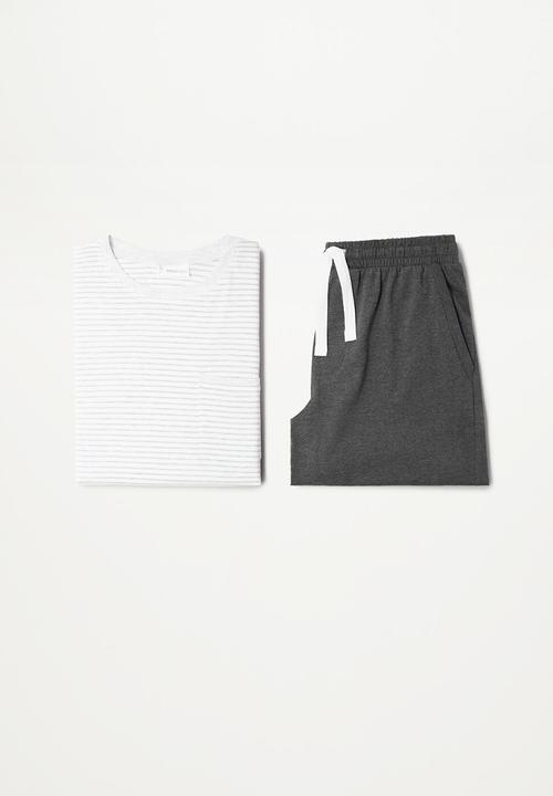 MANGO - Pijama pack james - grey & white 
