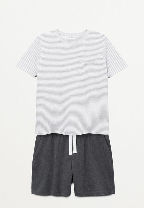 MANGO - Pijama pack james - grey & white 