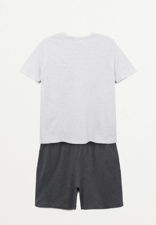 MANGO - Pijama pack james - grey & white 