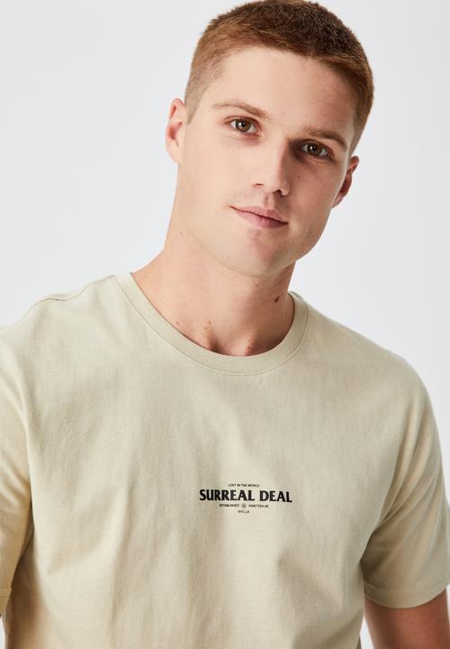 Cotton On - Tbar text t-shirt - pale sand
