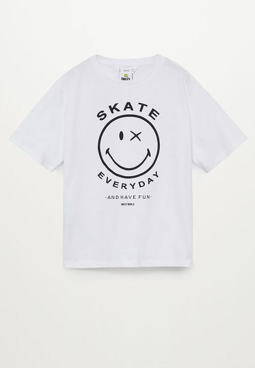 MANGO - T-shirt smiley - white