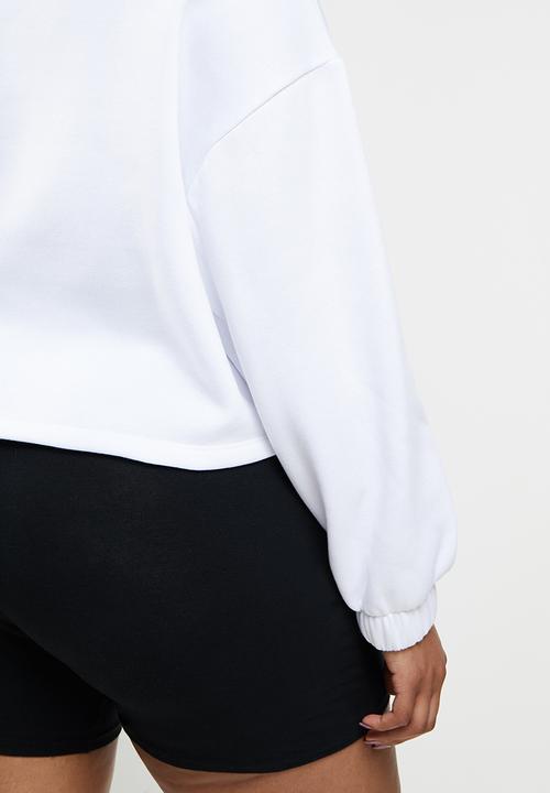 Blake - 3/4 zip cropped printed sweater - white