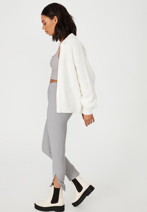 Cotton On - Cotton dad rib collar cardigan - snow white