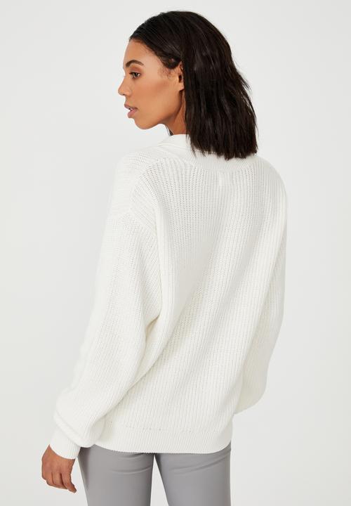 Cotton On - Cotton dad rib collar cardigan - snow white