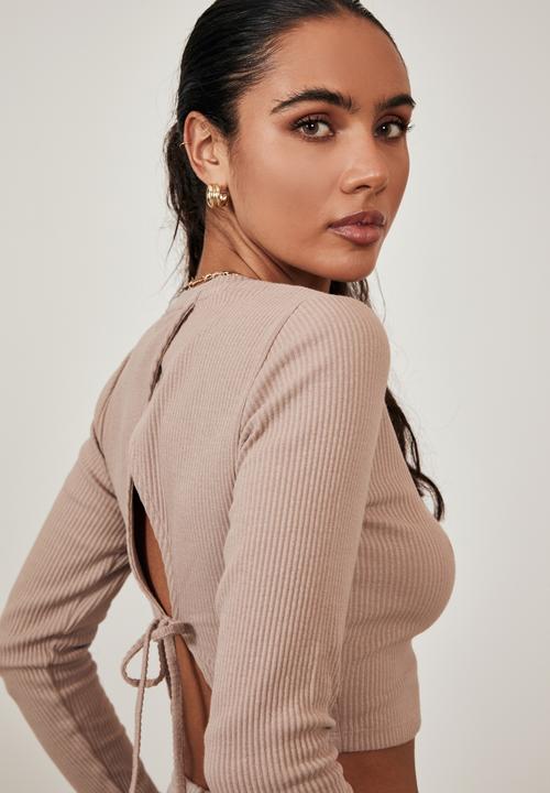 Factorie - Long sleeve open back top - etherea
