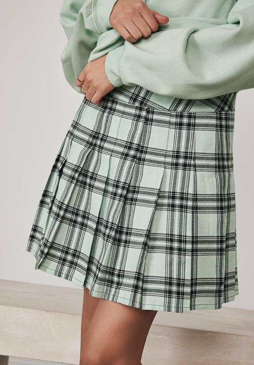 Factorie - Pleated skirt - layla check_opal blue
