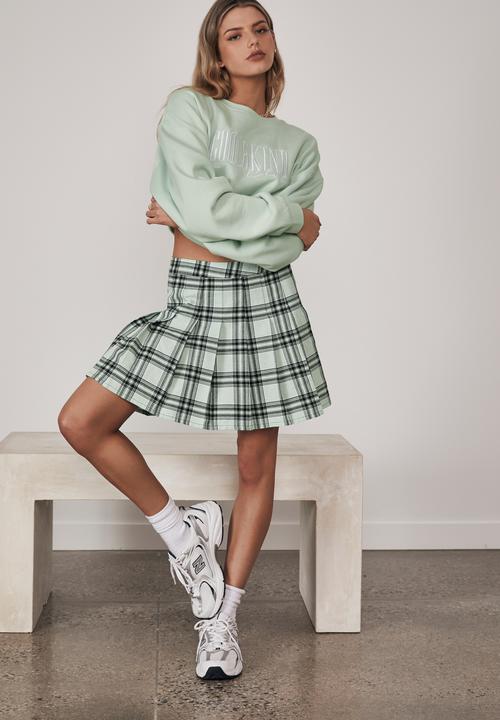 Factorie - Pleated skirt - layla check_opal blue