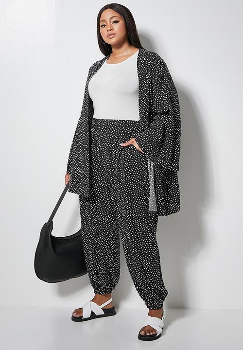 Superbalist - Easy pull on pant - black & white 