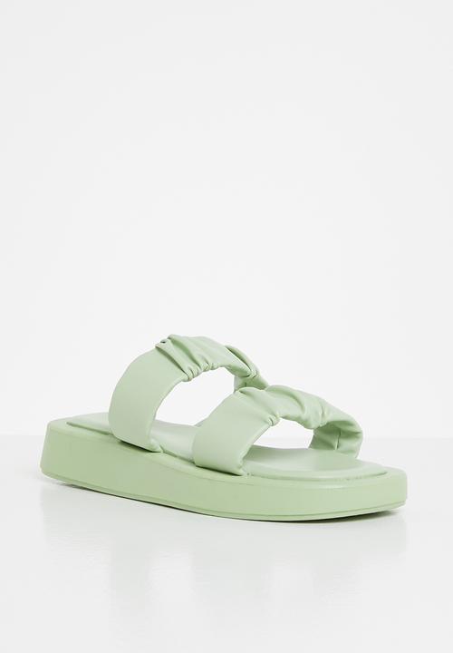 Plum - Peachy ruched double strap flatform slide - mint