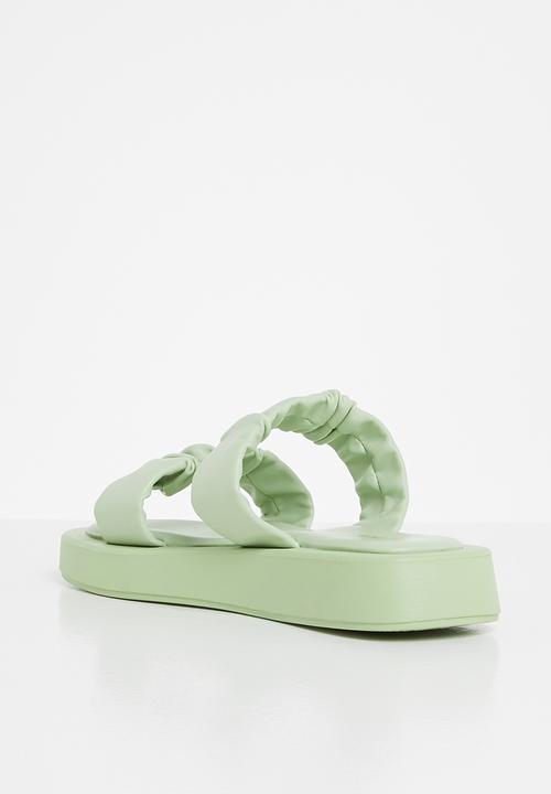 Plum - Peachy ruched double strap flatform slide - mint